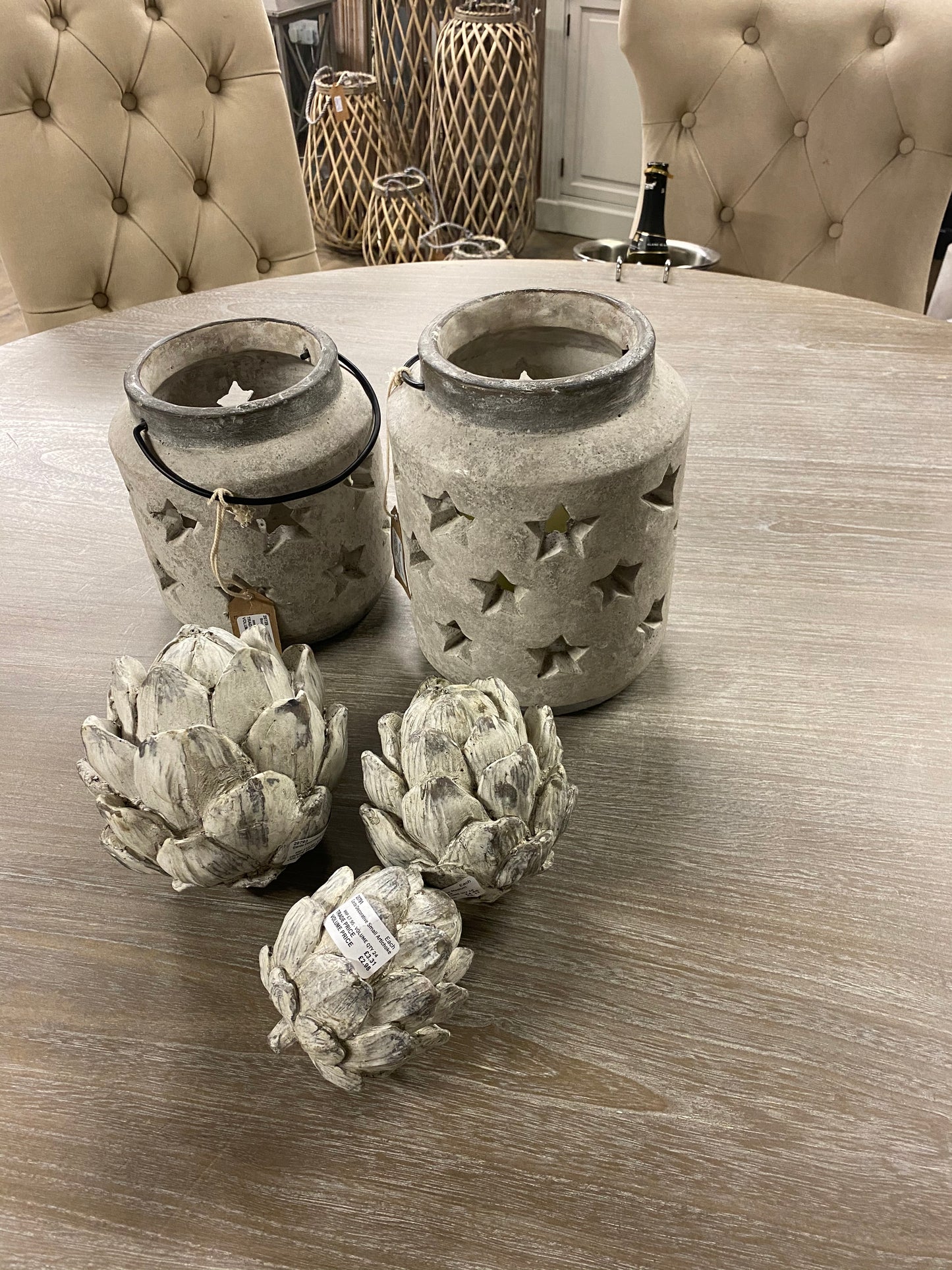 Stone star candle lantern