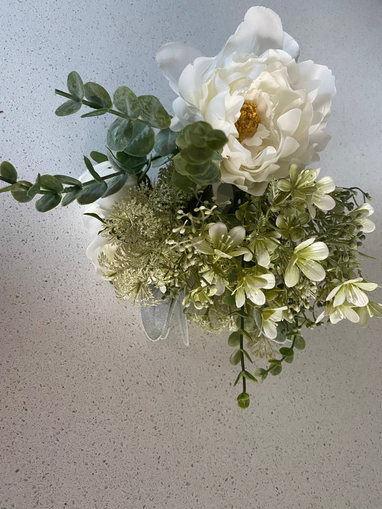 Mixed Faux Posie White and Green