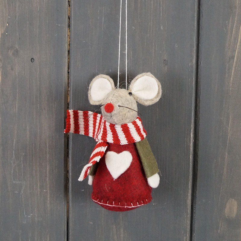 Hartley Mouse with red jumper white heart and scarf
