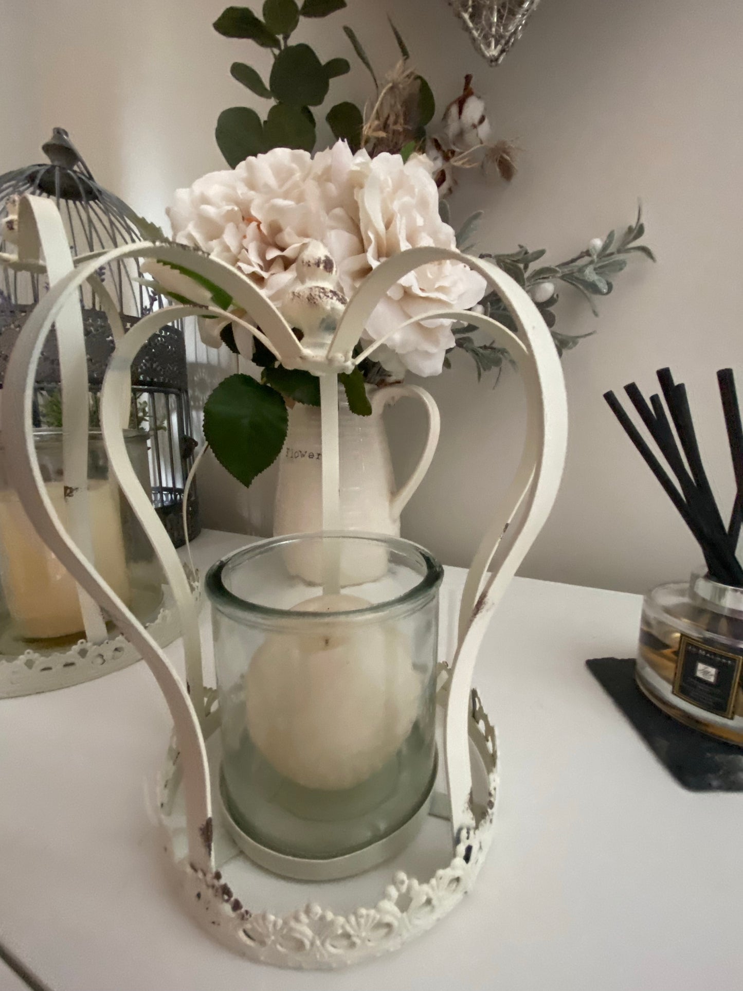 Antique Cream Crown Planter/Candle Holder