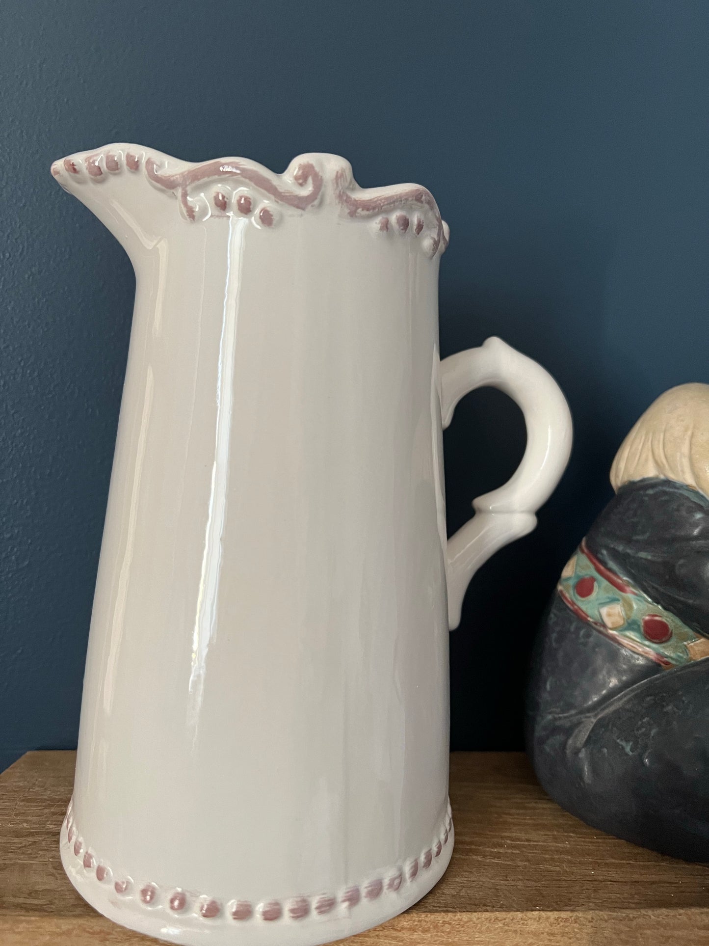 White Jug/Pitcher with Decorative edge