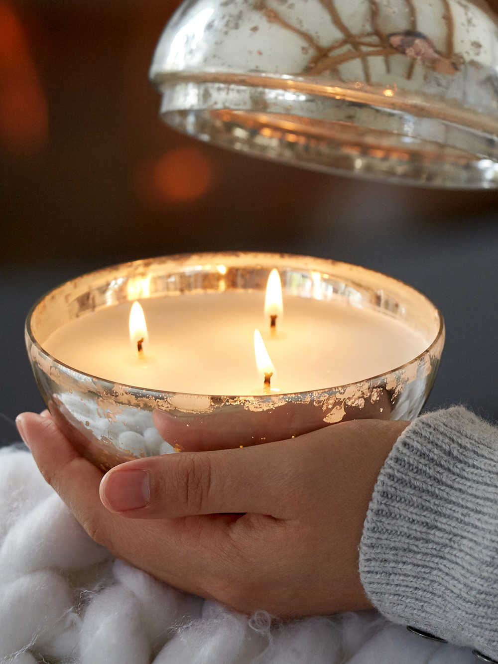 Antique Silver votive wax bauble
