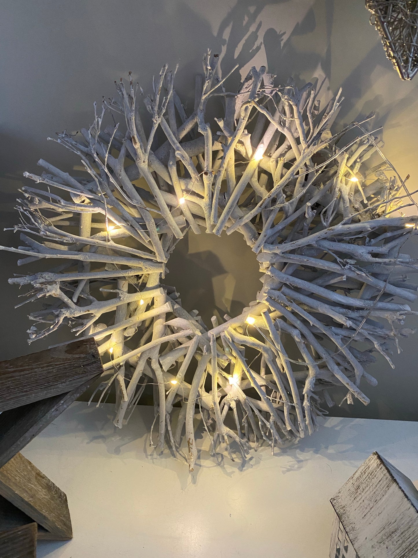 Natural white twig wreath  look