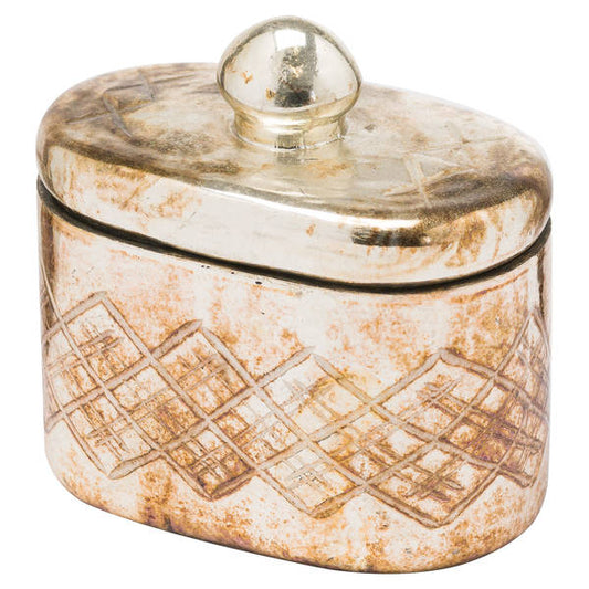 Burnished Gold Foil Etched Trinket Jar with Lid