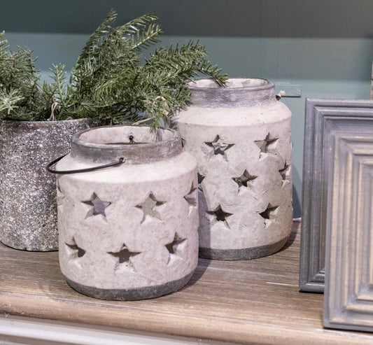 Stone star candle lantern
