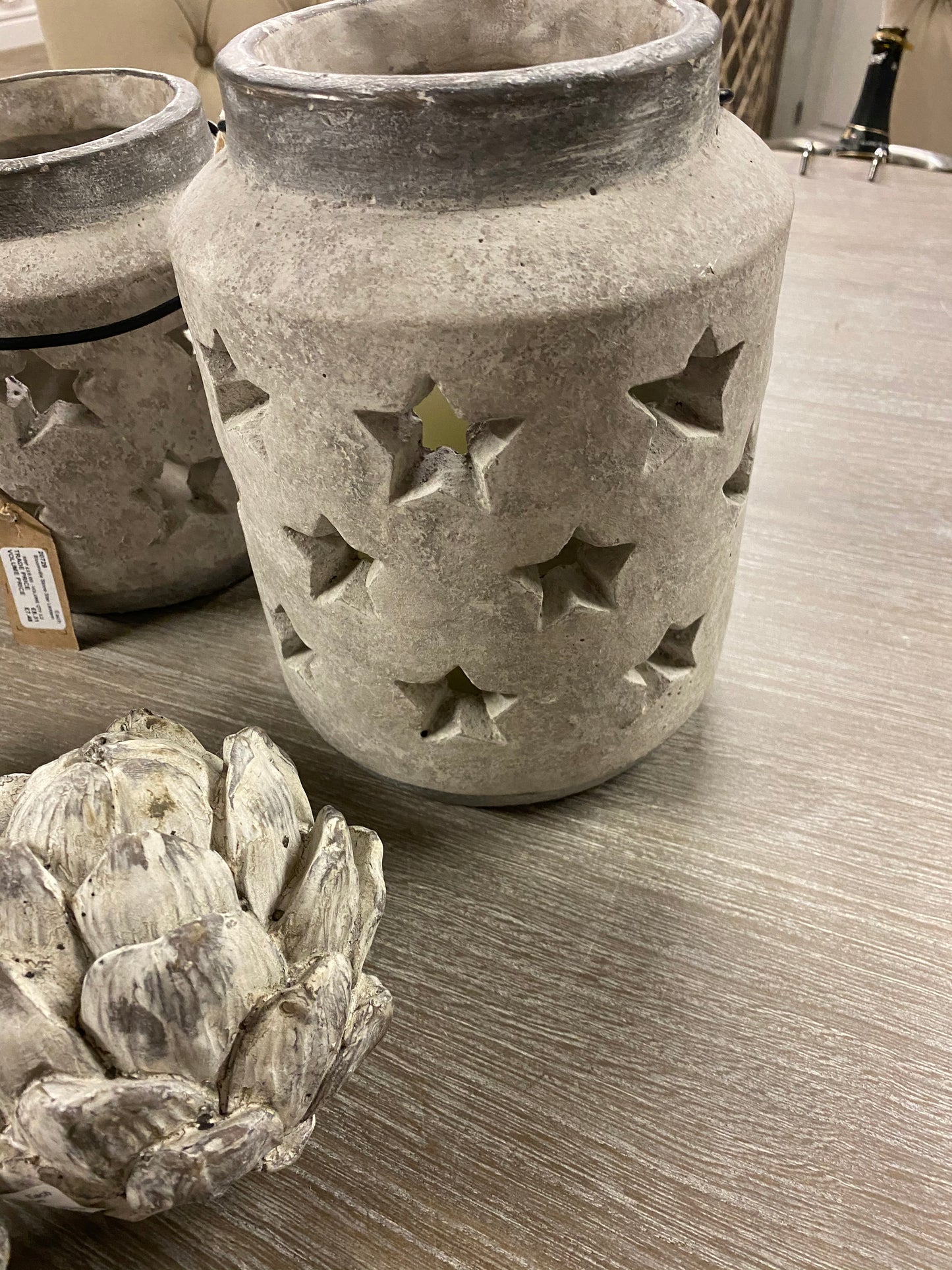 Stone star candle lantern