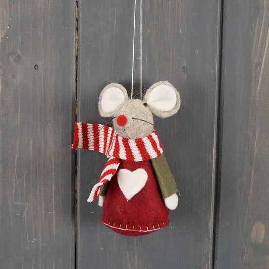 Hartley Mouse with red jumper white heart and scarf