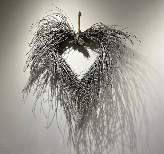 Whitewashed Birch Twig Heart Wreath