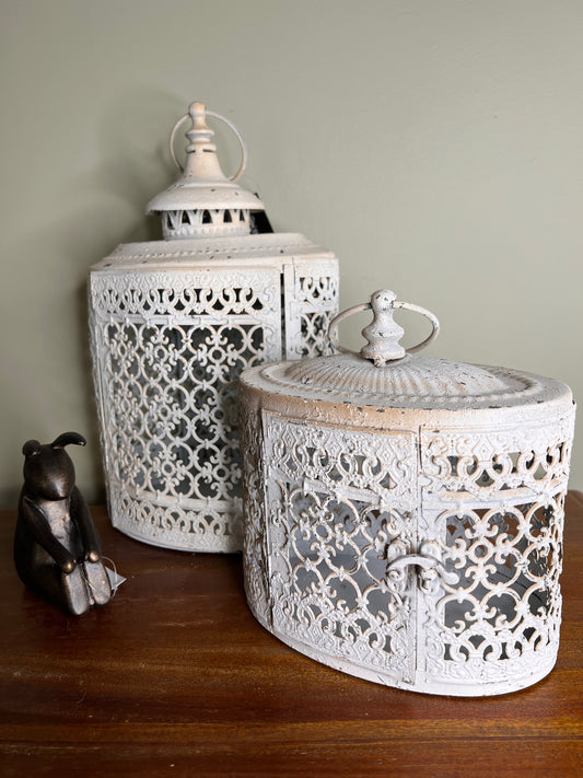 Set of 2 Filigree Vintage Style  Oval Lanterns