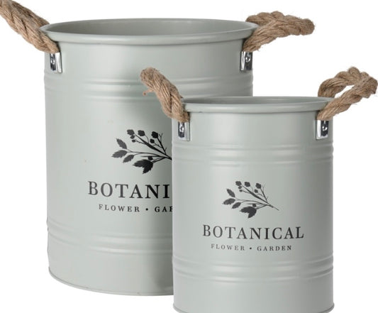 Sage green planter with rope handle