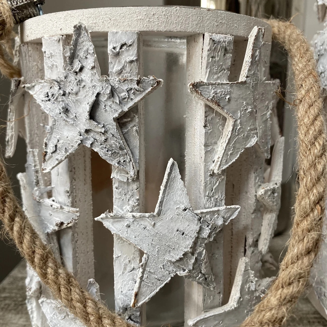 Whitewashed Birch Star Lantern