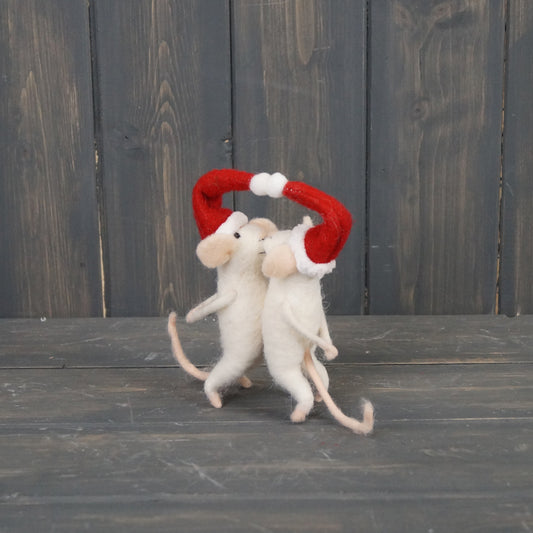 Pair of kissing felt Mice